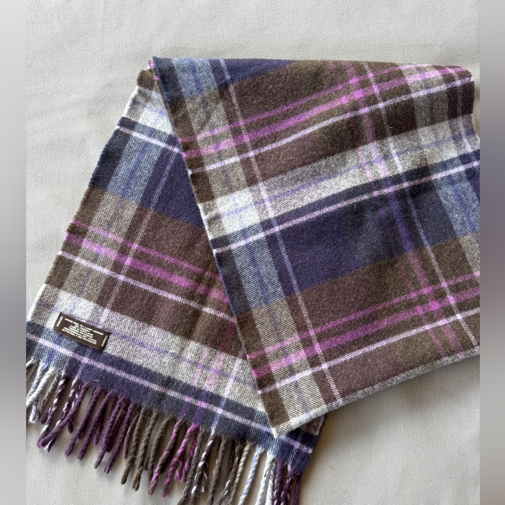 COACH Plum Plaid Tweed Wool Wristlet Scarf - Picture 5 of 7